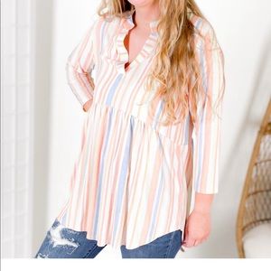 Honeyme striped babydoll top